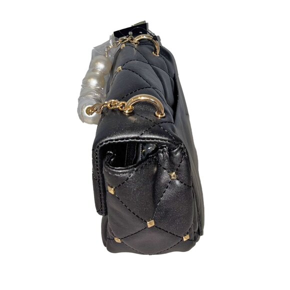 Badgley Mischka Black Vegan Leather Quilted Crossbody Purse - New with Tags - Picture 3 of 5